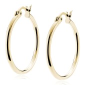 Cercei rotunzi argint placati cu aur galben Ø30 mm x 2 mm Classic Hoops DiAmanti KHR230G-DIA